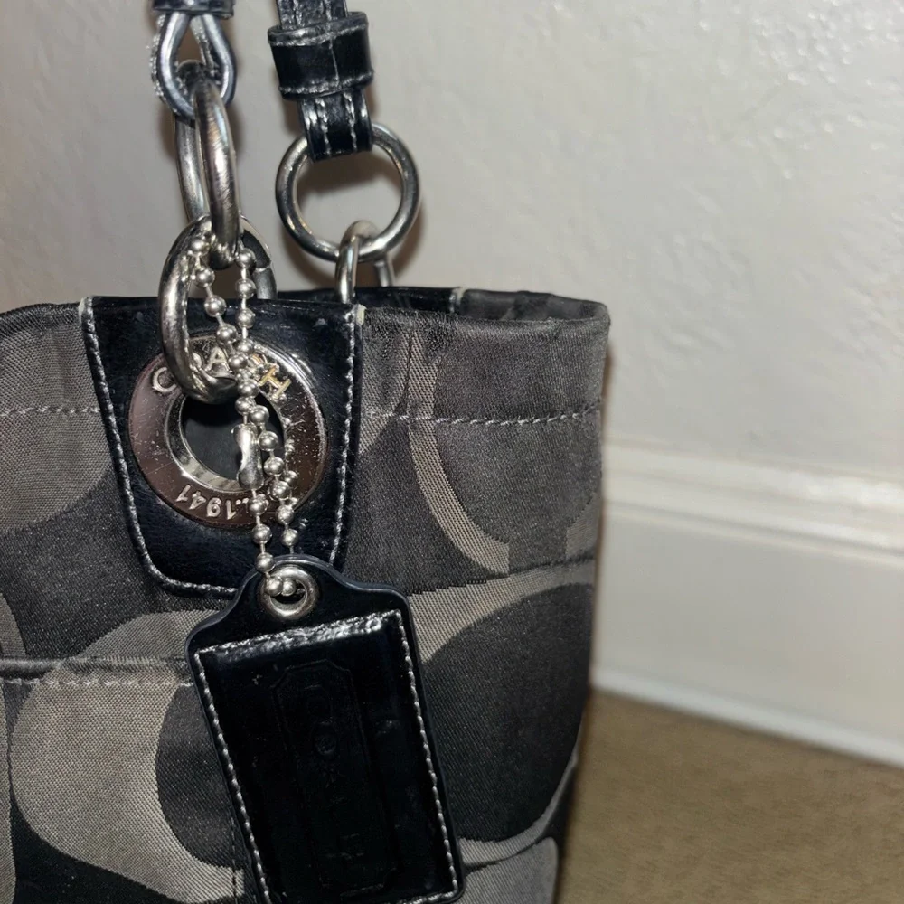 Coach Black Alex Signature Sateen Tote Bag